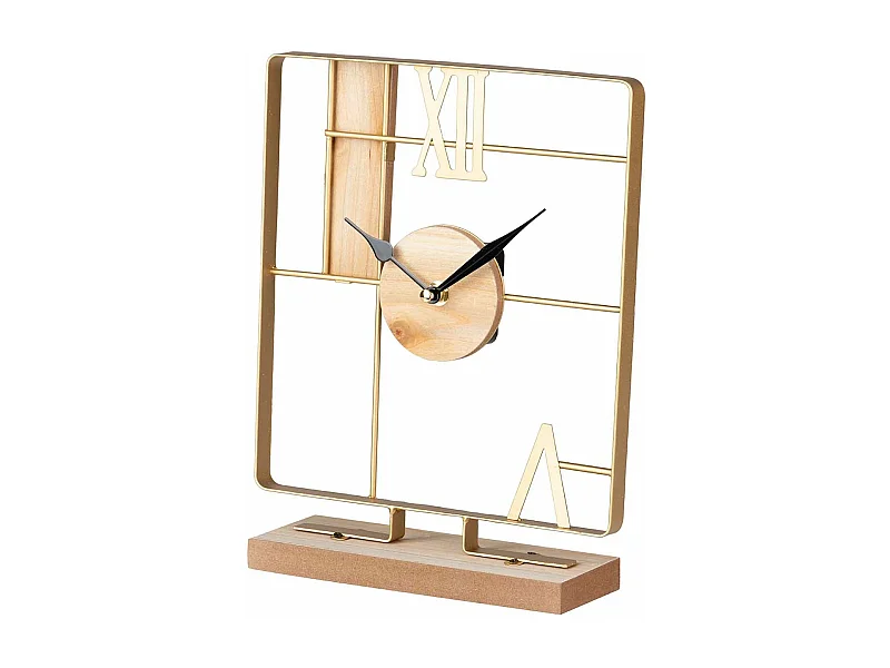 Reloj Sobremesa Metal Madera 23x7x28,5 Cm
