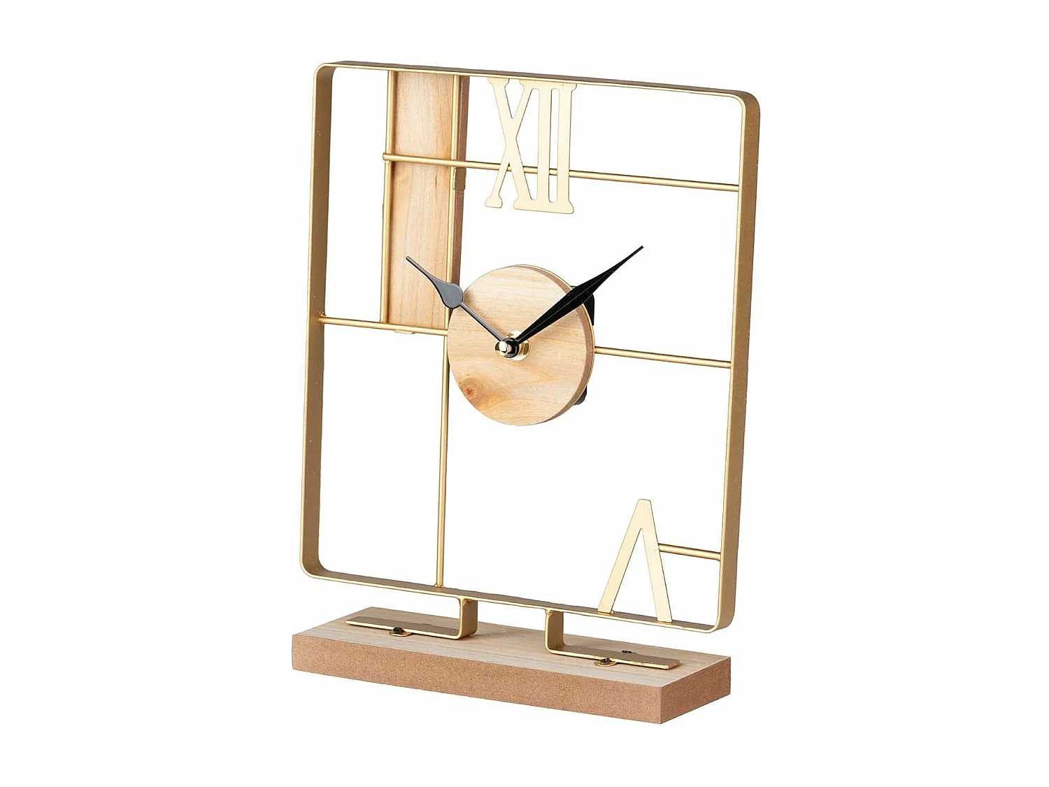 Reloj Sobremesa Metal Madera 23x7x28,5 Cm