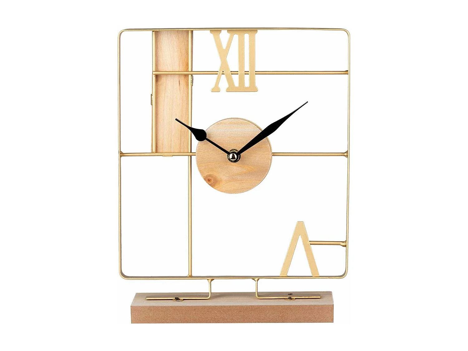Reloj Sobremesa Metal Madera 23x7x28,5 Cm
