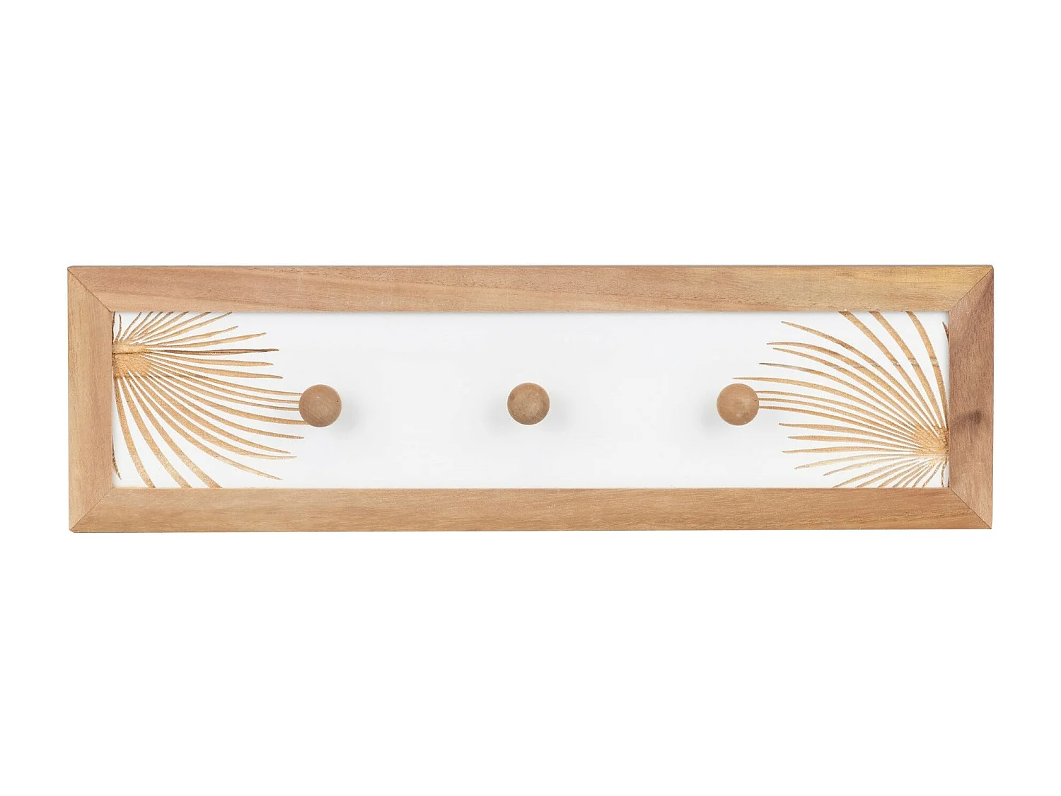 Percha Pared 3 Ganchos Madera Talla 52x4x15 Cm