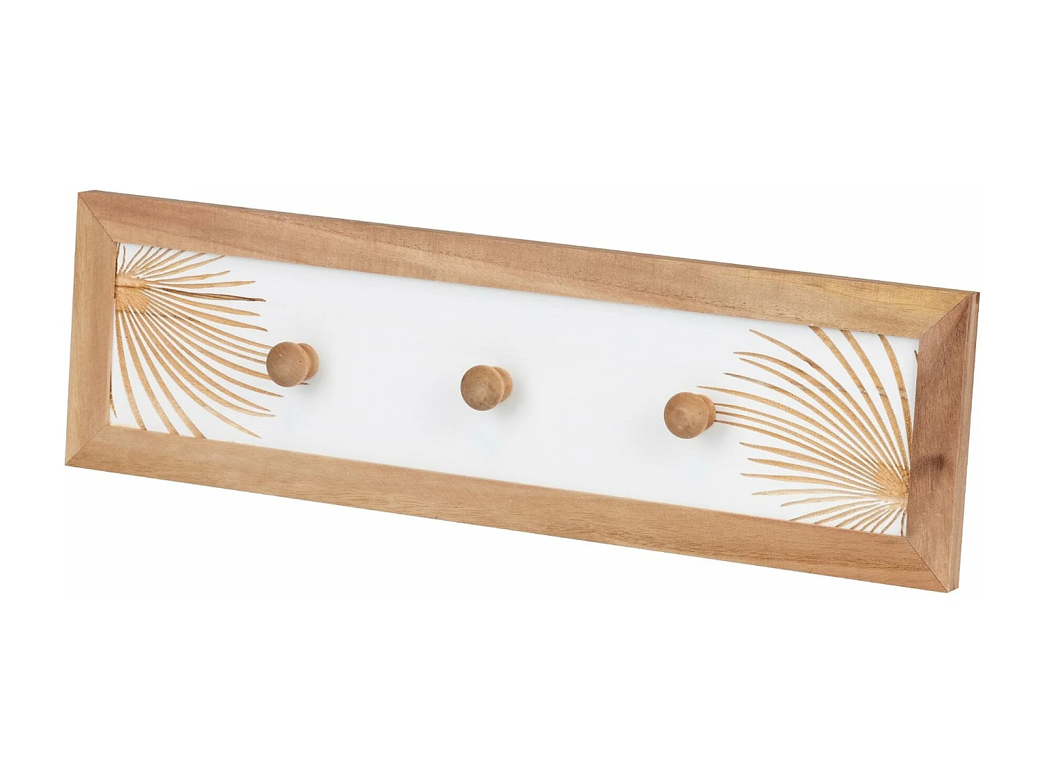 Percha Pared 3 Ganchos Madera Talla 52x4x15 Cm