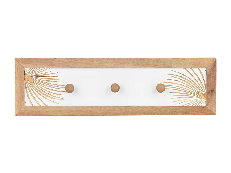 Percha Pared 3 Ganchos Madera Talla 52x4x15 Cm