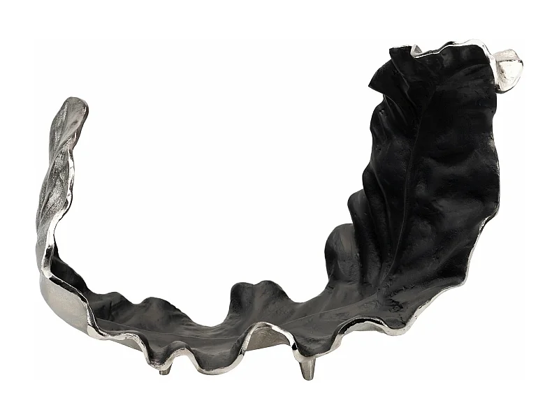 Escultura Hoja Aluminio Gris 47x25x36 Cm