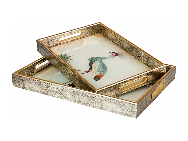 Set 2 Bandejas Cristal Pu 40x30x5 35x25x5 Cm