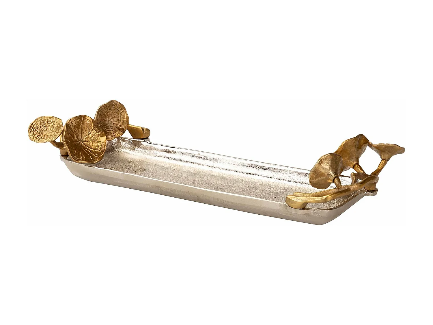 Bandeja Hojas Aluminio Plateado / Dorado 41x18x8cm