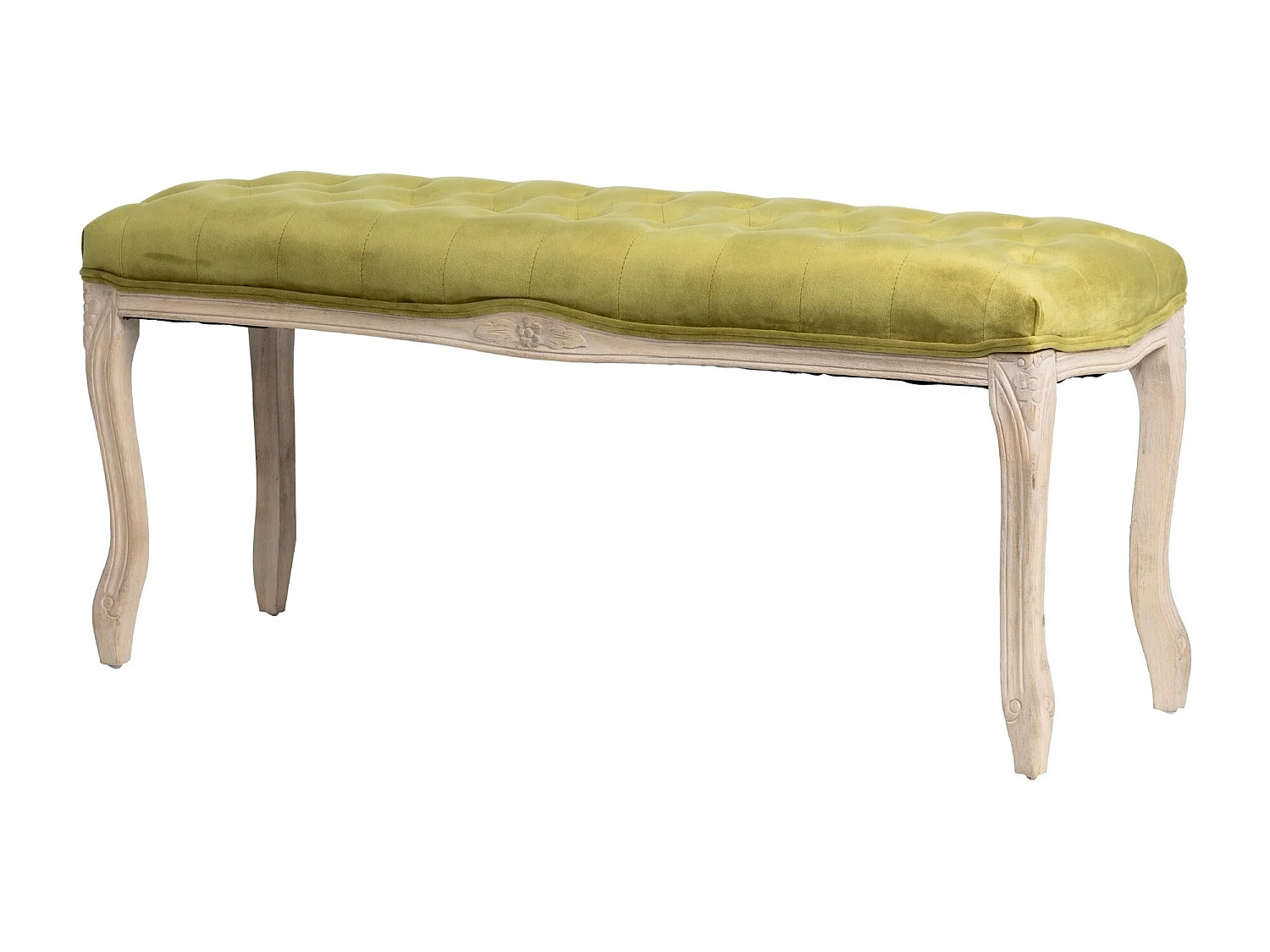 Pie Cama Velvet Capitone Patas Madera 110x36x47 Cm