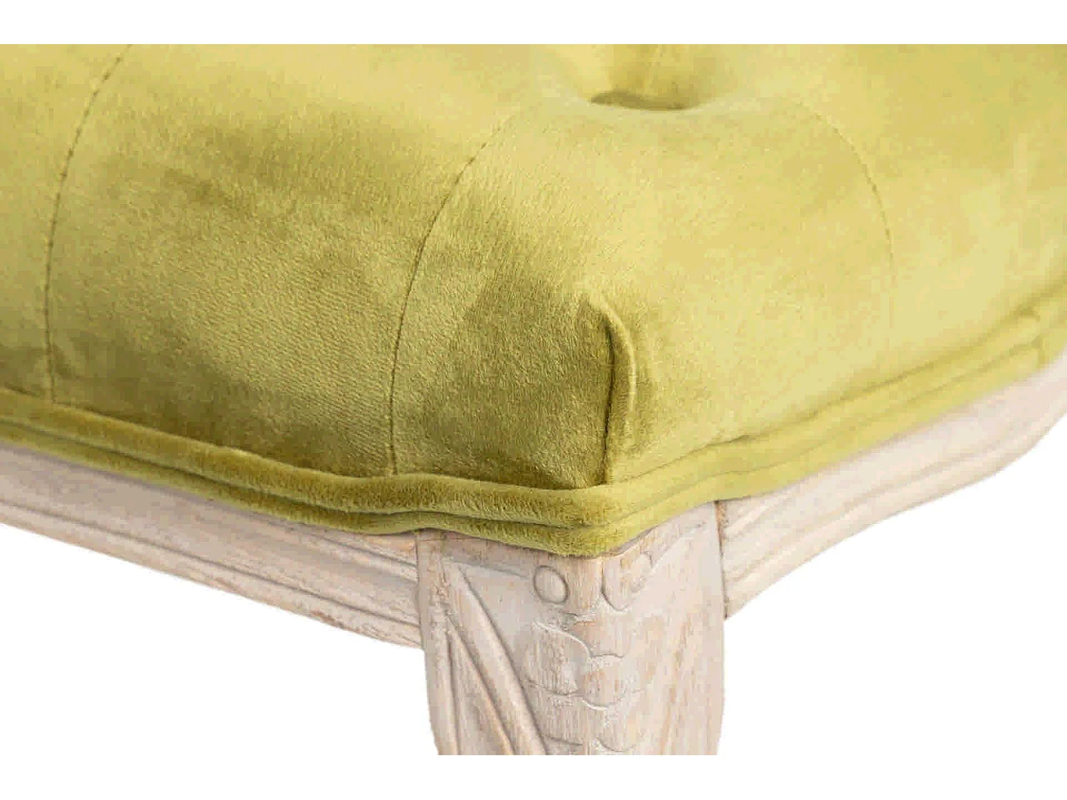 Pie Cama Velvet Capitone Patas Madera 110x36x47 Cm