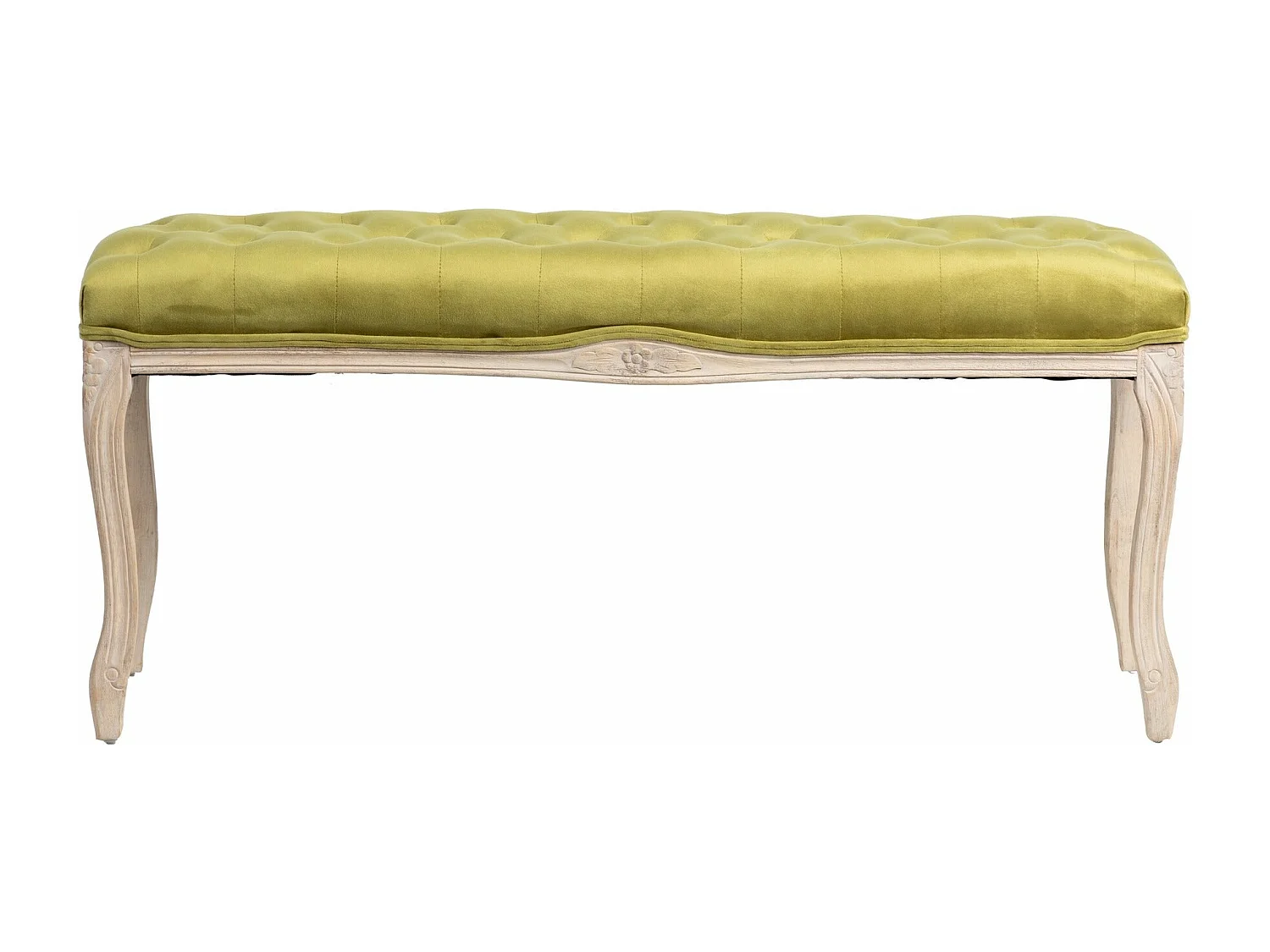 Pie Cama Velvet Capitone Patas Madera 110x36x47 Cm