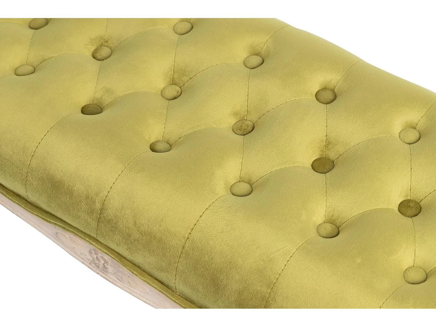 Pie Cama Velvet Capitone Patas Madera 110x36x47 Cm