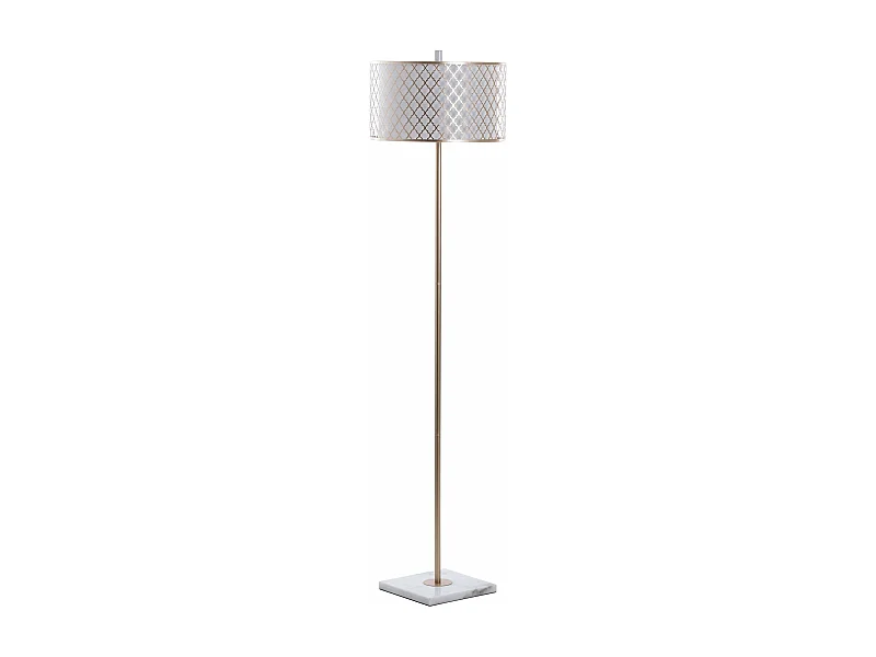 Lampara De Suelo Metal Dorada Blanca 40x40x165 Cm