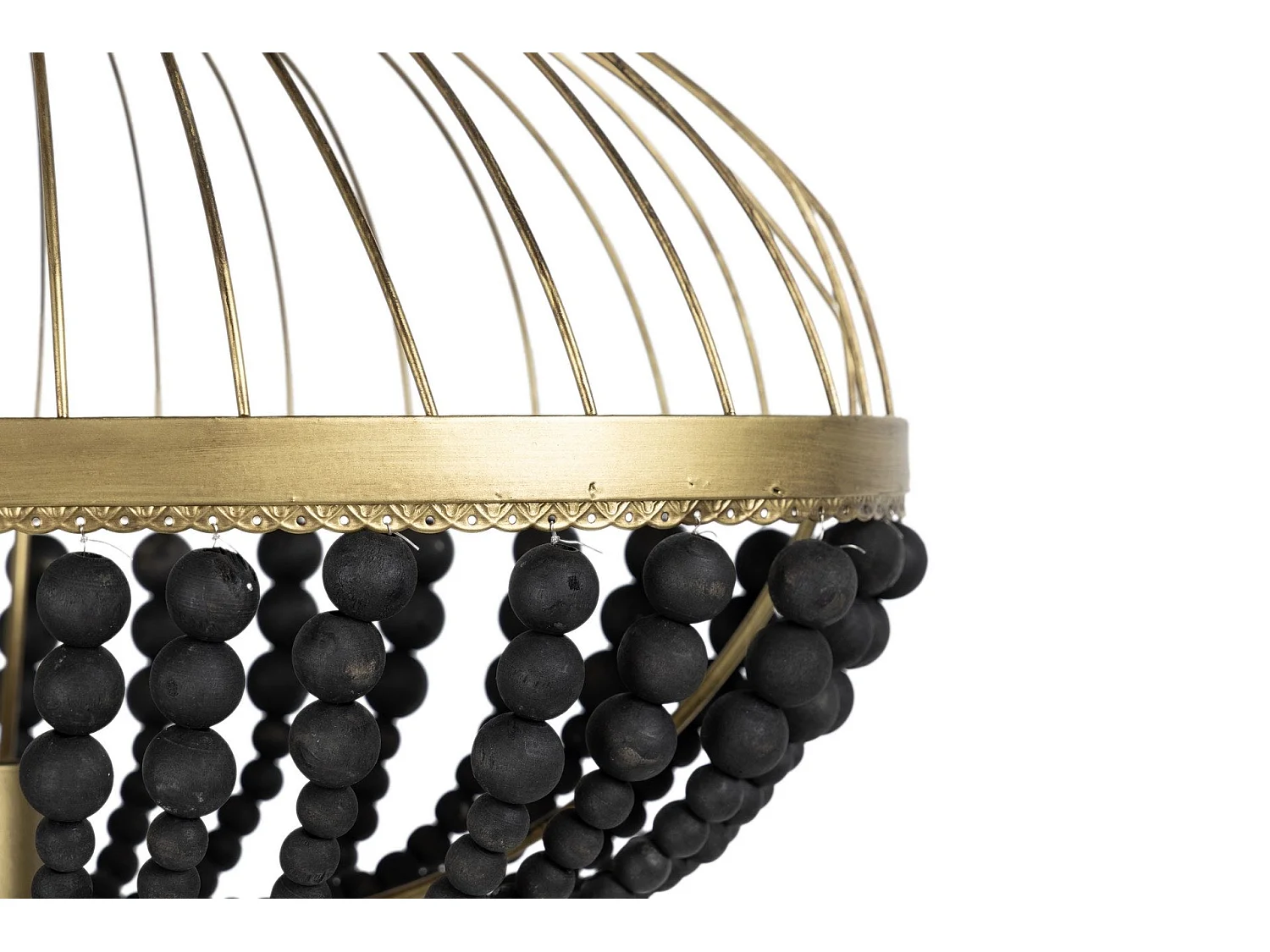 Lampara Suelo Bolas Metal Madera 50x30x165 Cm