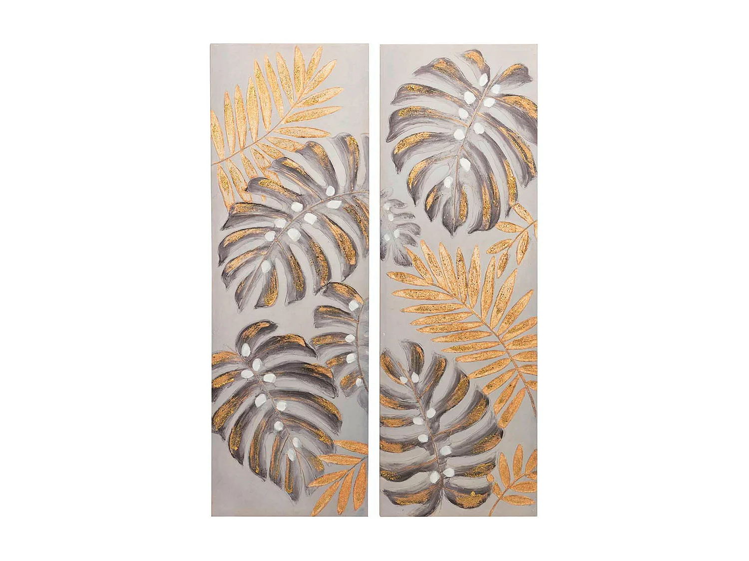 Set 2 Lienzos Hojas 40% Pintado A Mano 40x3x120 Cm