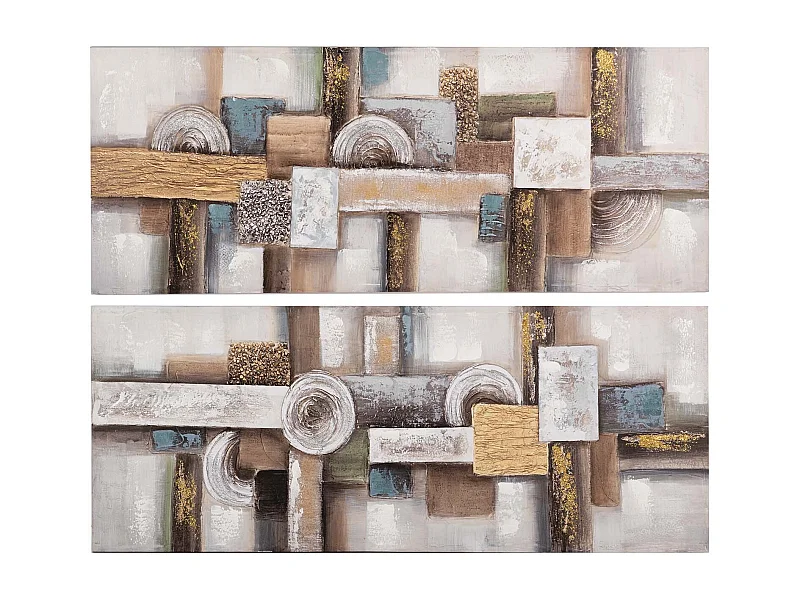 Set 2 Lienzos Abstr. 40% Pintado Mano 150x3x60 Cm