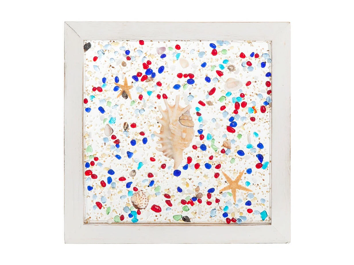 Cuadro Madera/conchas/res./crist Caracola 30x2x30