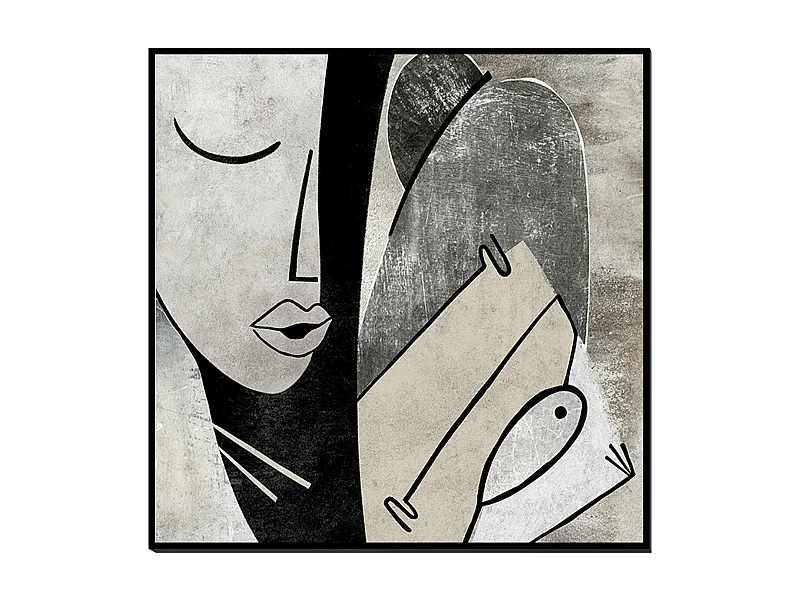 Cuadro Retrato Con Marco Negro 100x4x100 Cm