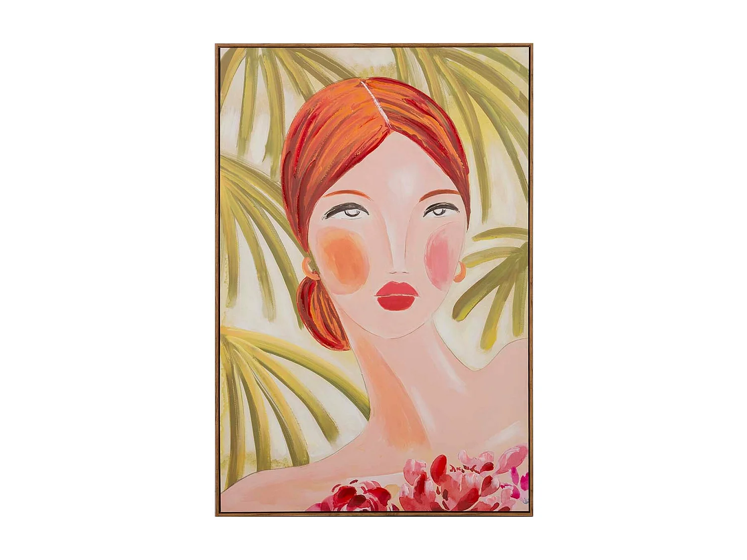 Cuadro Mujer Con Marco Natural 80x4x120 Cm