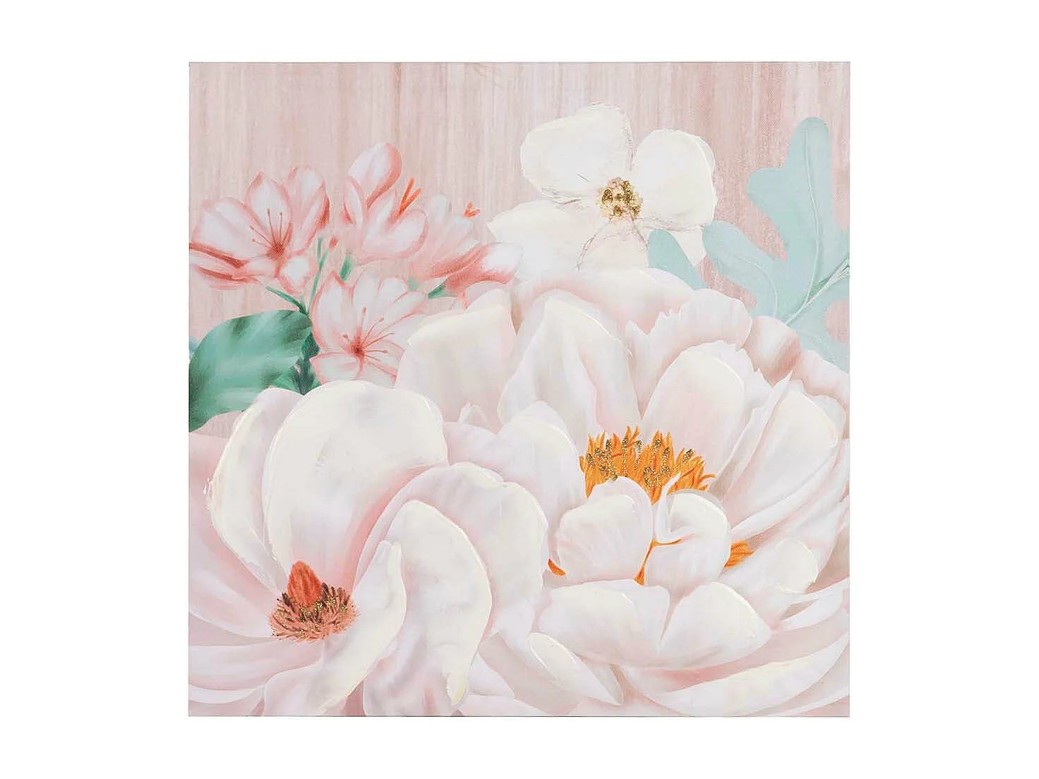 Set 2 Lienzos Flores 40% Pintado A Mano 40x2x40 Cm