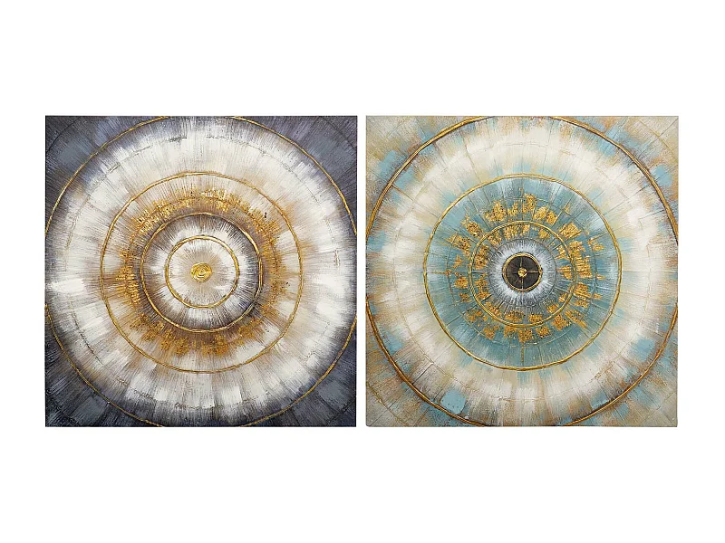 Set 2 Lienzos Abstrac. 40% Pintado Mano 60x3x60 Cm