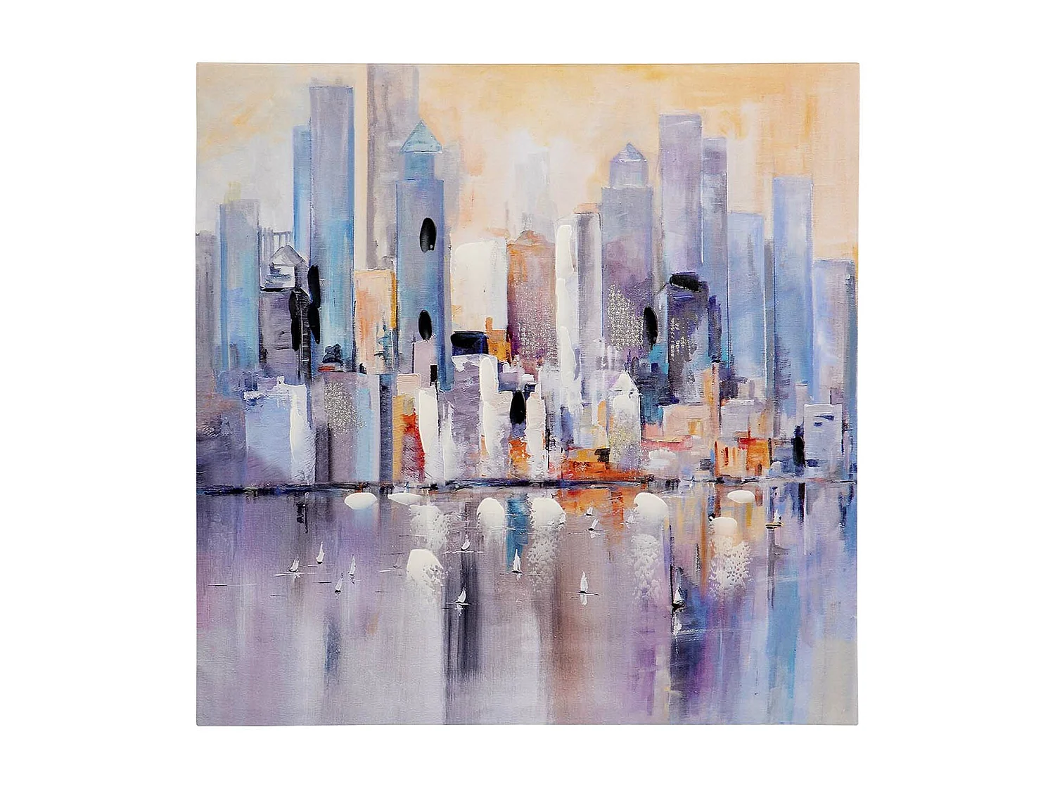 Set 2 Lienzos Ciudad 40% Pintado Mano 60x3x60 Cm