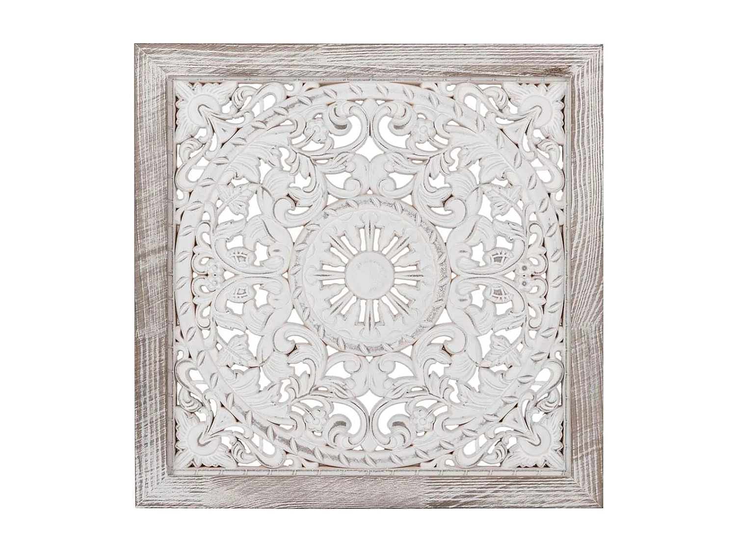 Cuadro Madera Calada Blanco 43x3x43 Cm