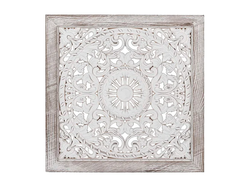 Cuadro Madera Calada Blanco 43x3x43 Cm