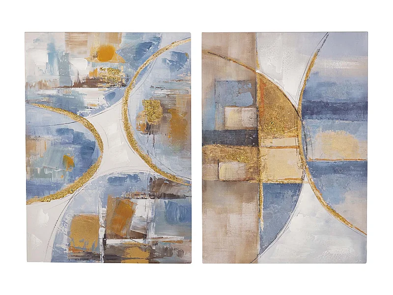 Set 2 Lienzos Abstr. 40% Pintado Mano 50x3x70 Cm