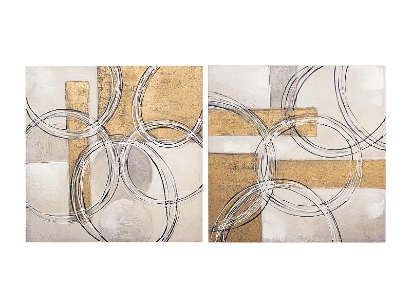 Set 2 Lienzos Abstrac. 40% Pintado Mano 60x3x60 Cm