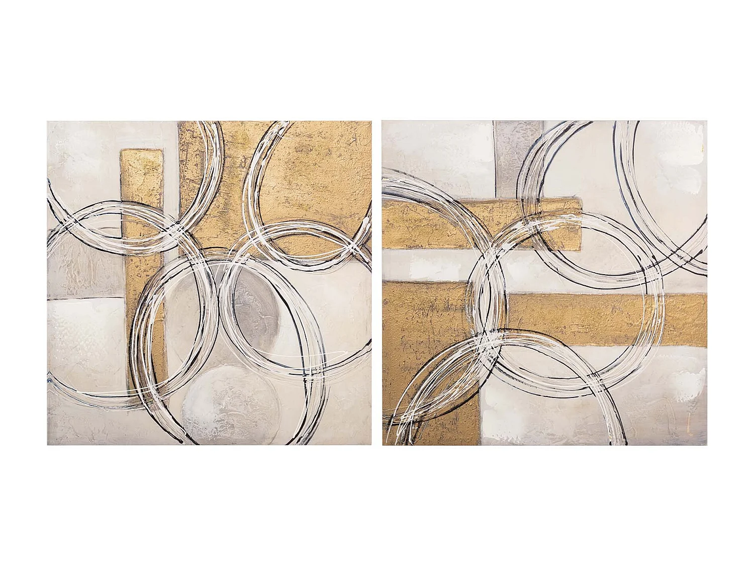 Set 2 Lienzos Abstrac. 40% Pintado Mano 60x3x60 Cm