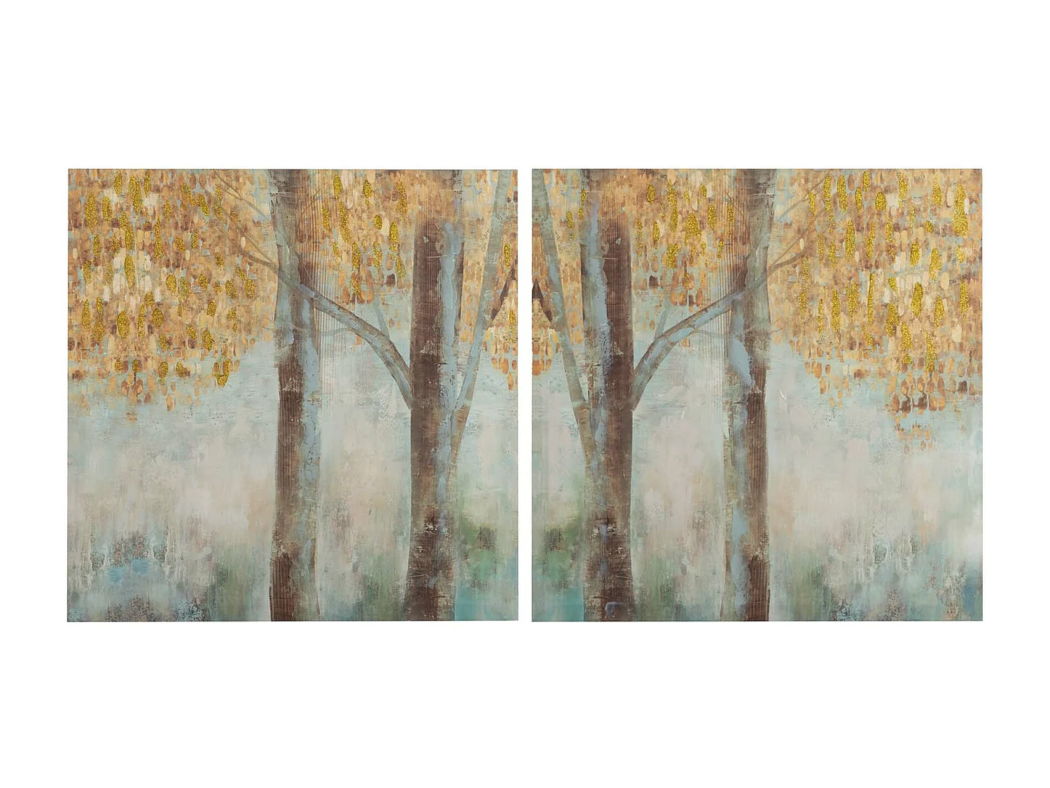 Set 2 Lienzos Arboles 40% Pintado A Mano 60x2x60cm