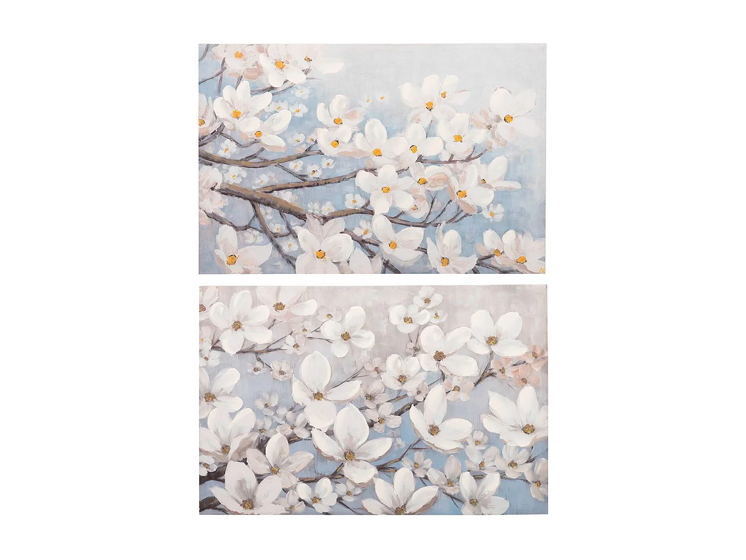 Set 2 Lienzos Almendro 40% Pintado Mano 90x3x60 Cm