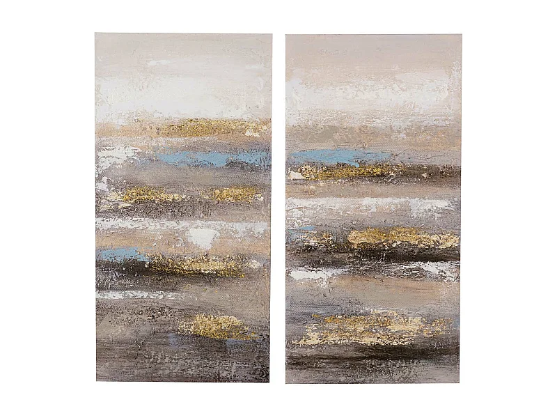 Set 2 Lienzos Abstr. 40% Pintado Mano 40x3x80 Cm