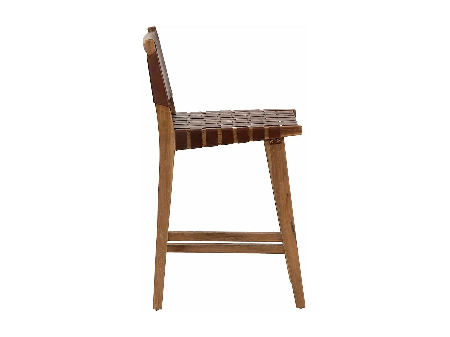 Taburete Madera Teka Cuero 46x52x92 Cm