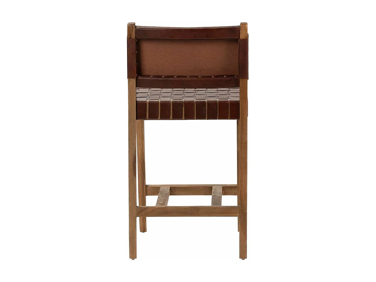 Taburete Madera Teka Cuero 46x52x92 Cm