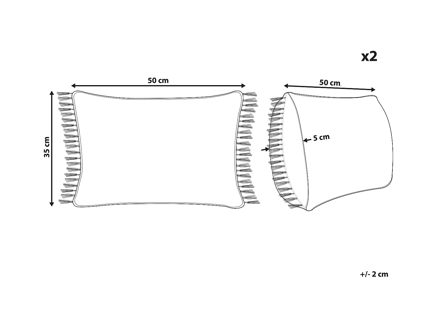 Dekokissen 2er Set Baumwolle gelb 35x50 cm mit Fransen einfarbig modern Maba