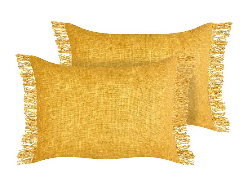 Set di 2 cuscini MABA Cotone 50 x 35 cm Giallo Tinta unita