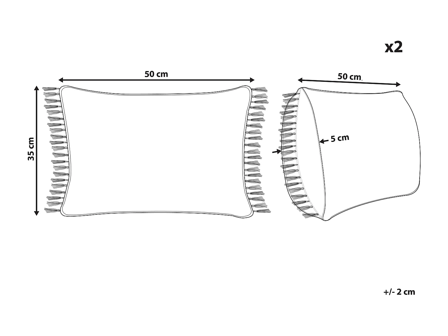 Set di 2 cuscini MABA Cotone 50 x 35 cm Blu marino Tinta unita