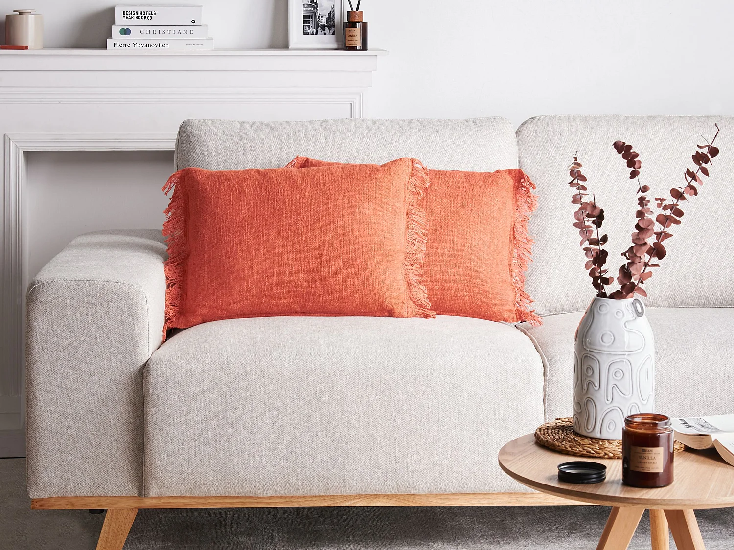 Lot de 2 coussins décoratifs MABA Coton 50 x 35 cm Orange Unicolore