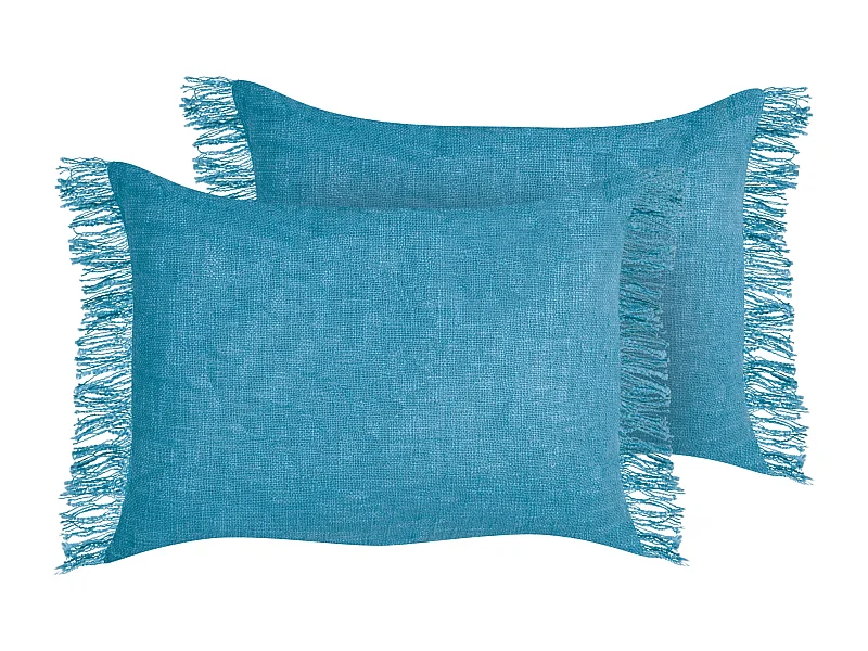 Set van 2 decoratieve kussens MABA Katoen 50 x 35 cm Blauw Effen