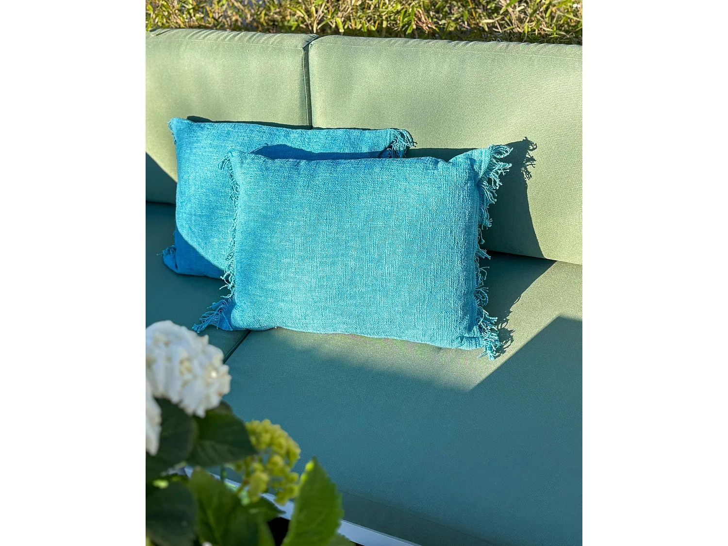 Set di 2 cuscini MABA Cotone 50 x 35 cm Blu Tinta unita