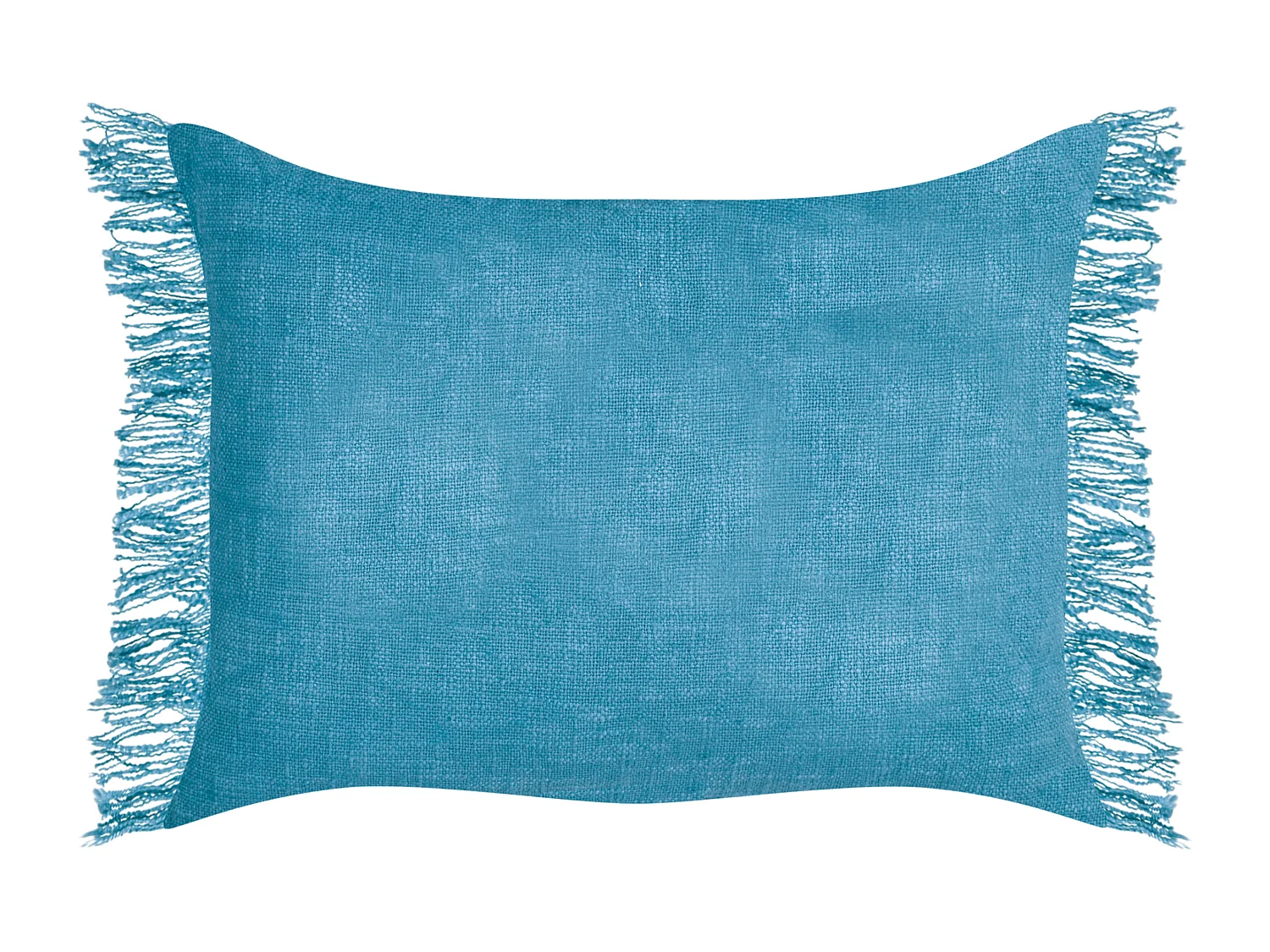 Dekokissen 2er Set Baumwolle blau 35x50 cm mit Fransen einfarbig modern Maba