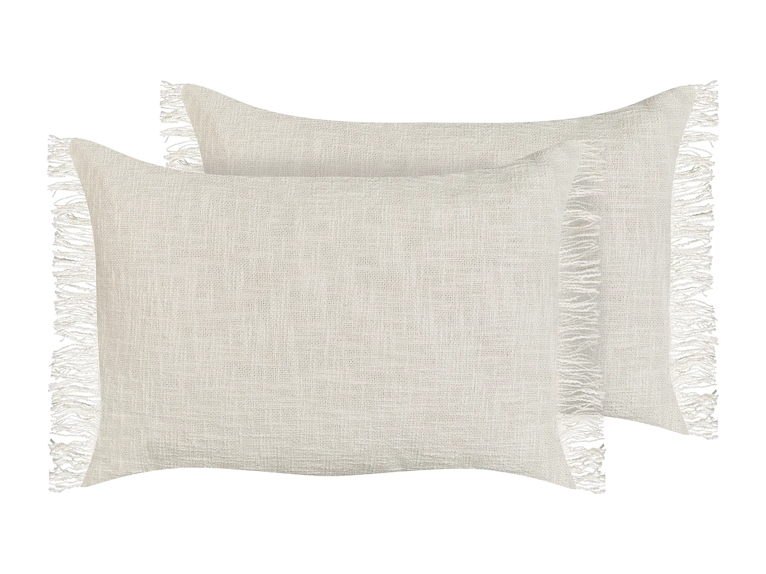 Dekokissen 2er Set Baumwolle creme weiß 35x50 cm mit Fransen einfarbig Maba