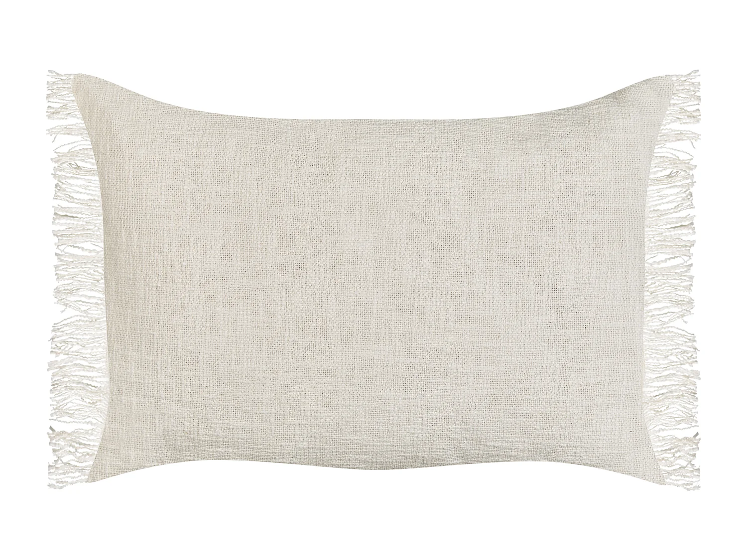 Dekokissen 2er Set Baumwolle creme weiß 35x50 cm mit Fransen einfarbig Maba