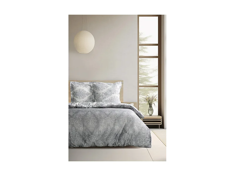Housse de couette + taie(s) oreiller satin de coton "Silver"