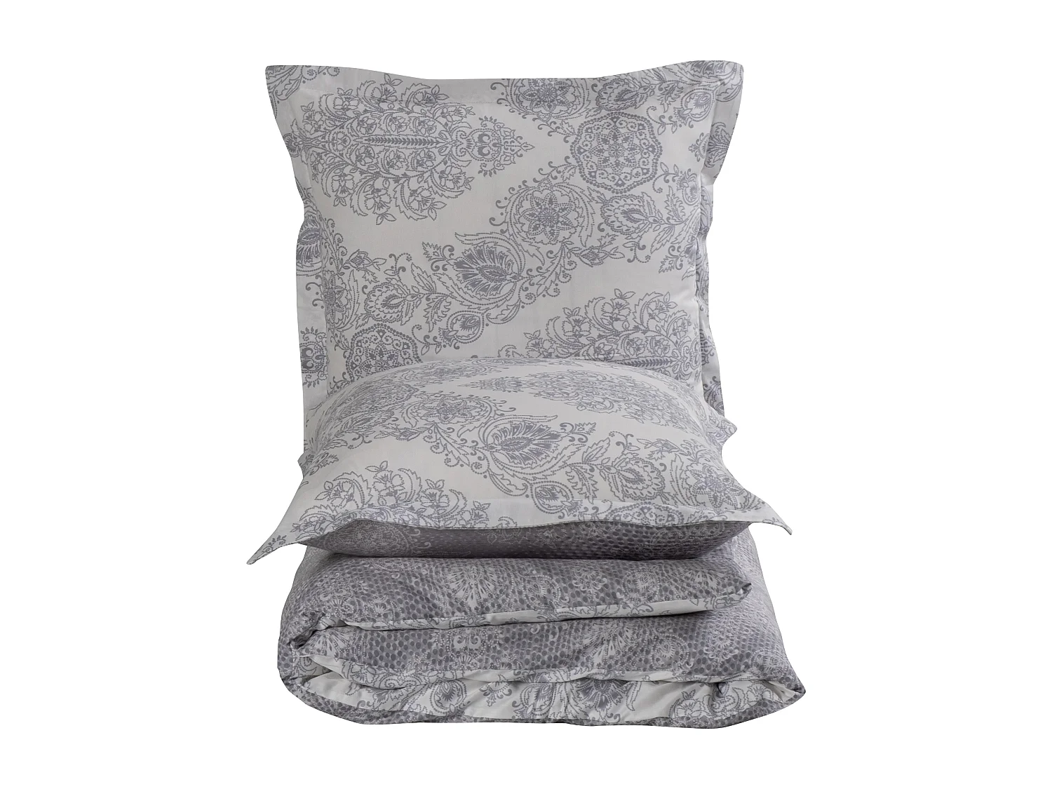 Housse de couette + taie(s) oreiller satin de coton "Silver"