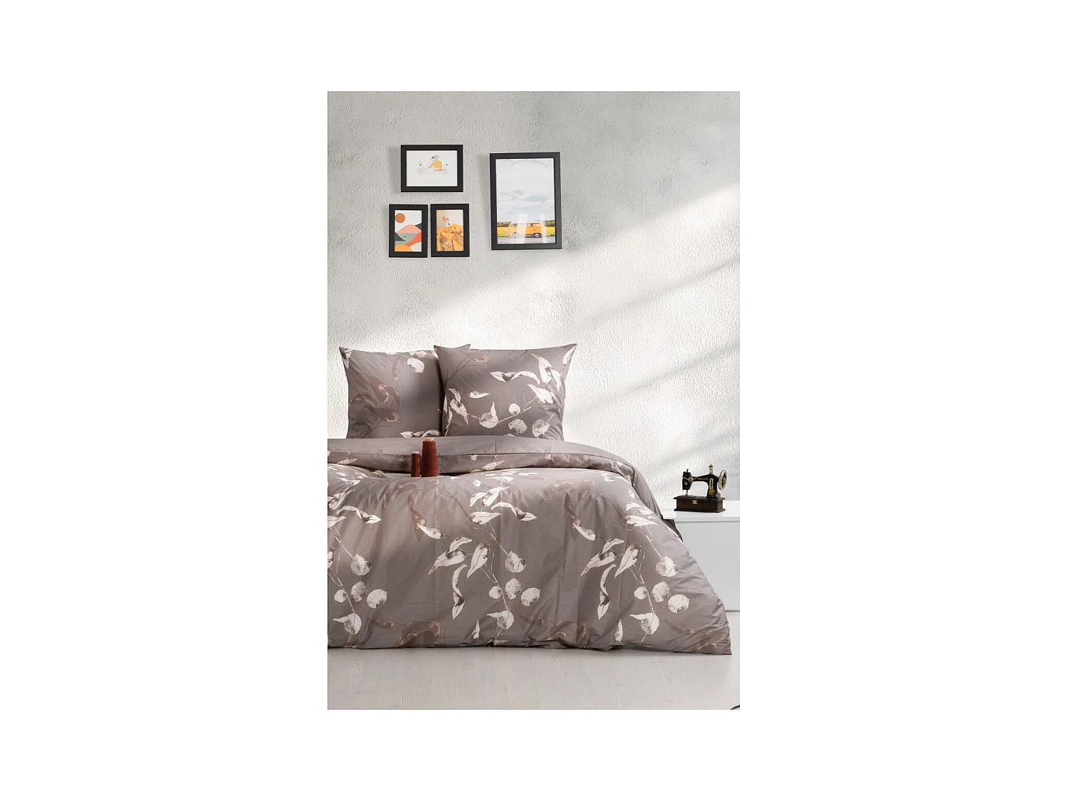 Juego de funda de edredón +funda de almohada 100% algodón "Tivory Beige"