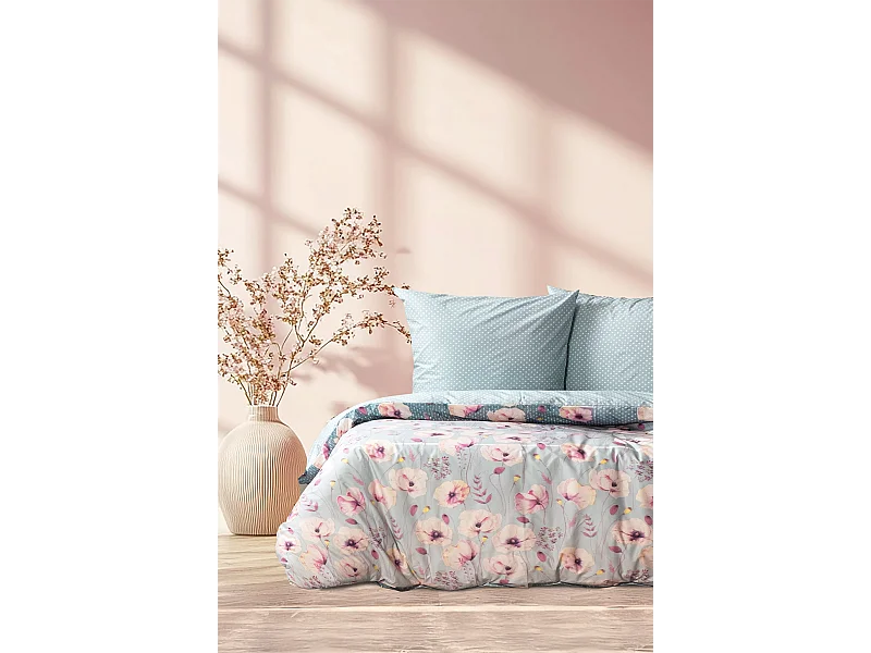 Housse de couette + taie(s) oreiller "Kenz" 100% coton imprimé.