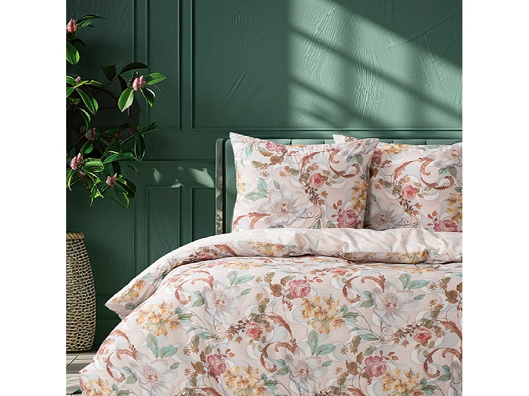 Housse de couette + taie(s) oreiller "Isabella" 100% coton imprimé.