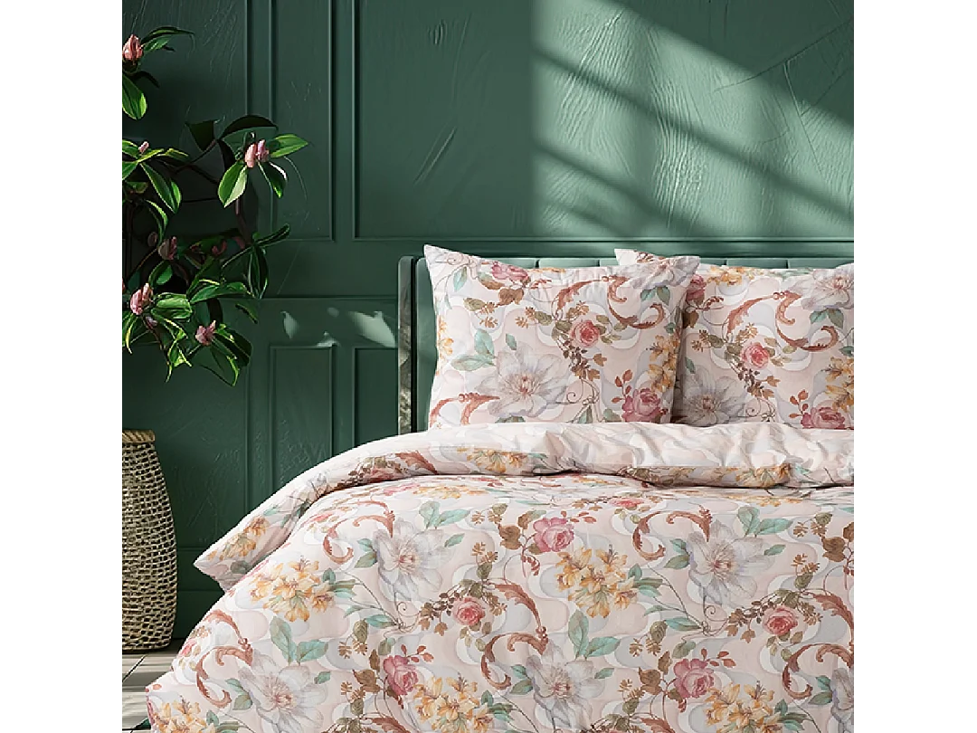 Housse de couette + taie(s) oreiller "Isabella" 100% coton imprimé.