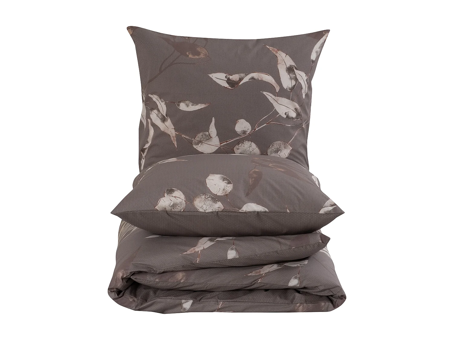 Housse de couette + taie(s) oreiller "Tivory beige" 100% coton imprimé.