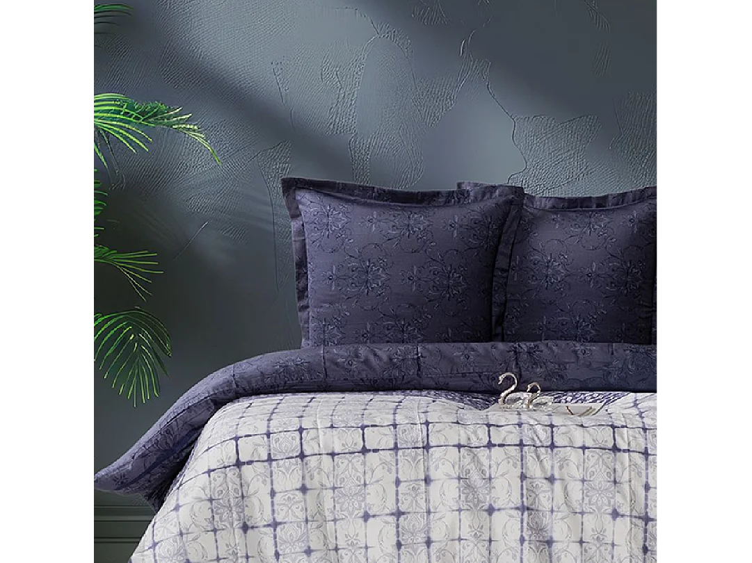 Bettwäschegarnitur 1 Bettbezug 240x220 cm+2 Kopfkissenbez 63x63 cm-Baumwollsatin